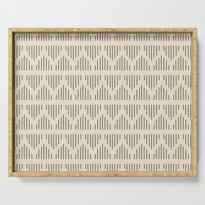 Modern Mudcloth 3, Black on Cream Serving Tray Gallery Image 1