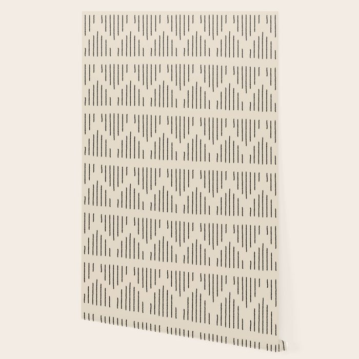 Modern Mudcloth 3, Black on Cream Wallpaper Gallery Image 2