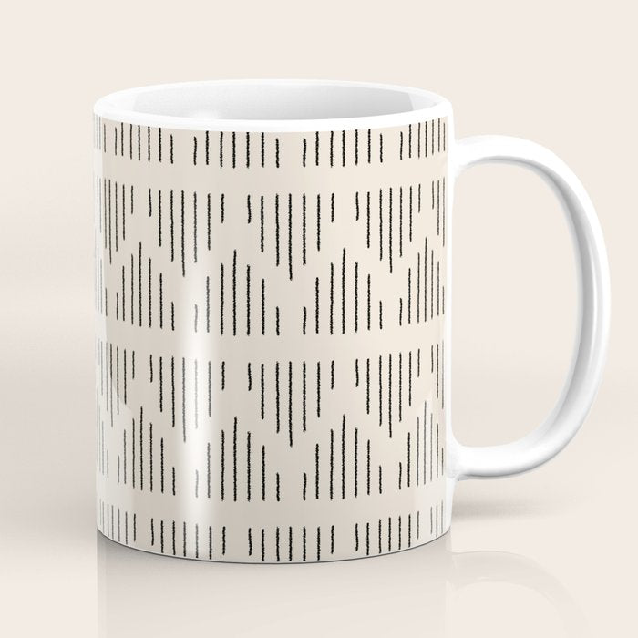 Modern Mudcloth 3, Black on Cream Coffee Mug Gallery Image 1