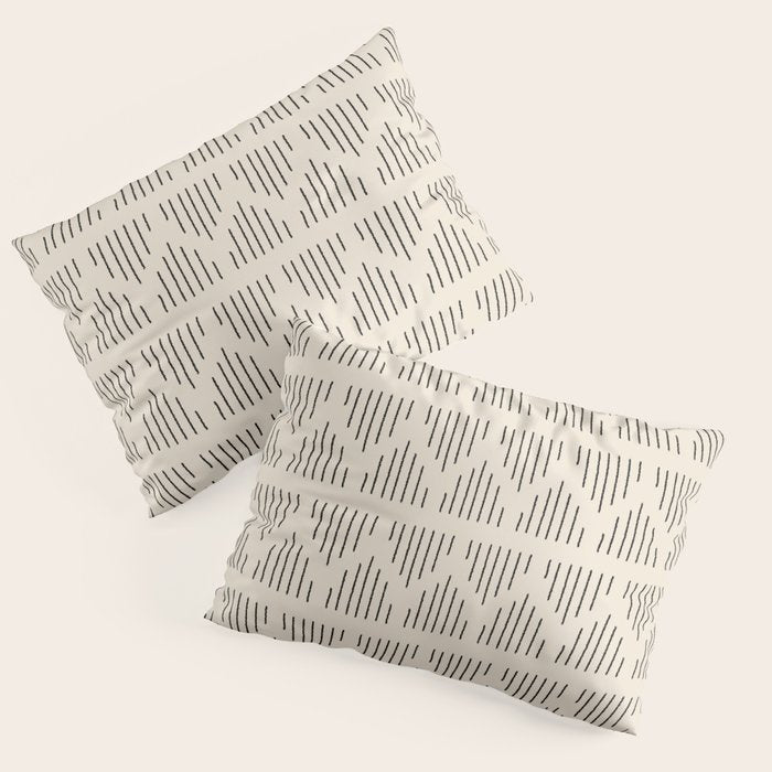 Modern Mudcloth 3, Black on Cream Pillow Sham Gallery Image 3