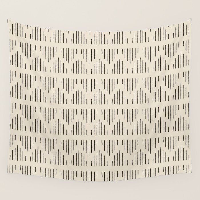 Modern Mudcloth 3, Black on Cream Wall Tapestry Gallery Image 1