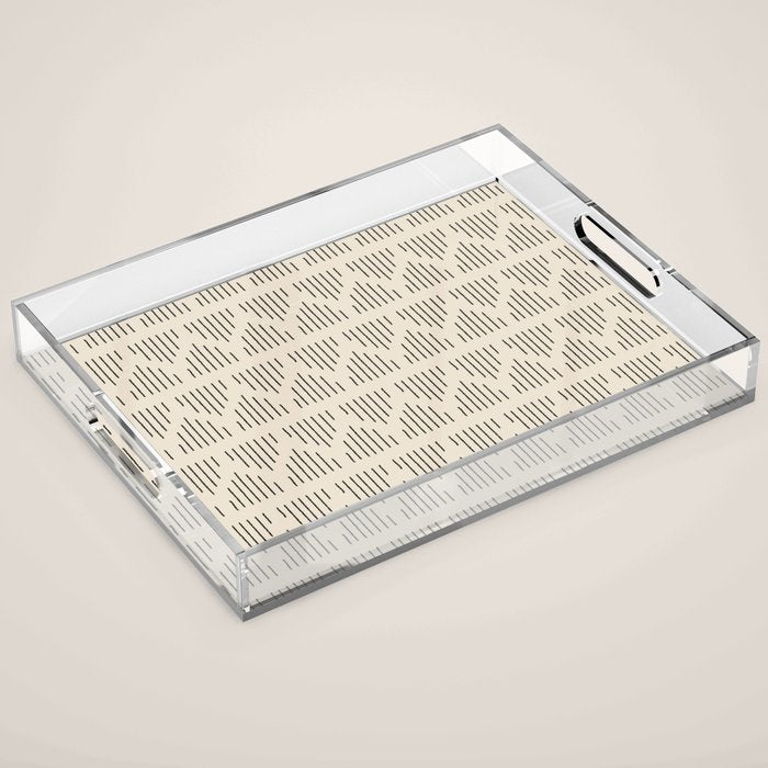 Modern Mudcloth 3, Black on Cream Acrylic Tray Gallery Image 1