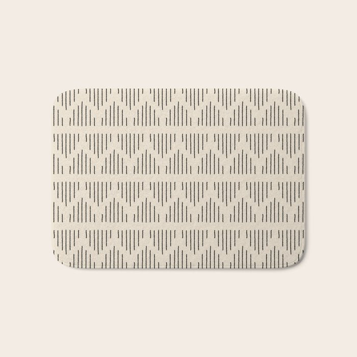 Modern Mudcloth 3, Black on Cream Bath Mat Gallery Image 1