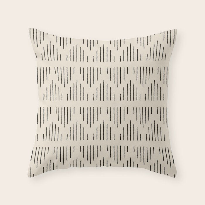Modern Mudcloth 3, Black on Cream Throw Pillow Gallery Image 6