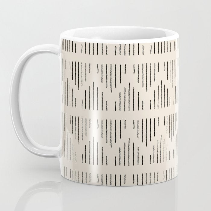 Modern Mudcloth 3, Black on Cream Coffee Mug Gallery Image 3