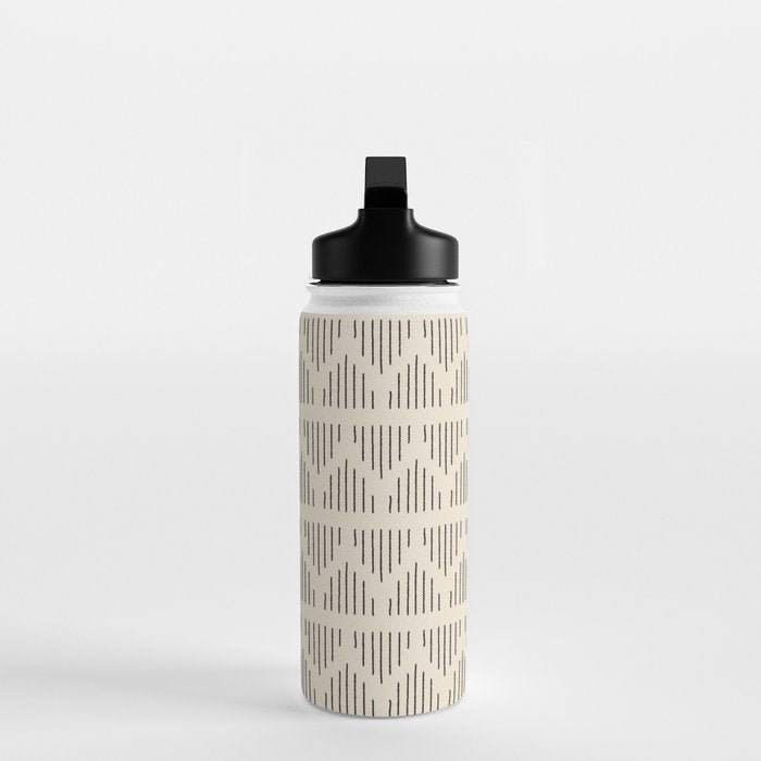 Modern Mudcloth 3, Black on Cream Water Bottle Gallery Image 3