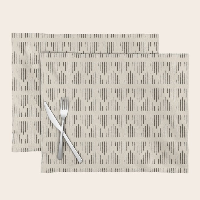 Modern Mudcloth 3, Black on Cream Placemat Gallery Image 1