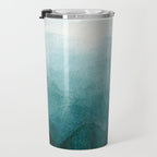 Sunrise in the mountains, dawn, teal, abstract watercolor Travel Mug Gallery Image 3