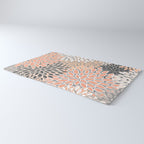 Modern, Flowers Print, Coral, Peach and Gray Rug Gallery Image 3