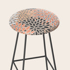 Modern, Flowers Print, Coral, Peach and Gray Stool Gallery Image 2