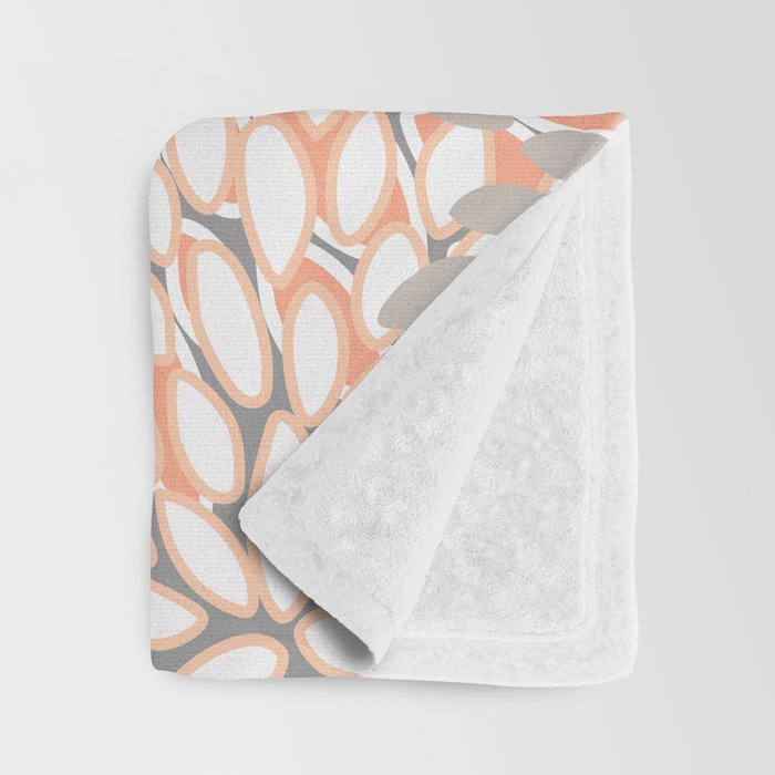 Modern, Flowers Print, Coral, Peach and Gray Throw Blanket Gallery Image 3