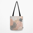 Modern, Flowers Print, Coral, Peach and Gray Tote Bag Gallery Image 2