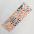 Modern, Flowers Print, Coral, Peach and Gray Yoga Mat Gallery Image 1