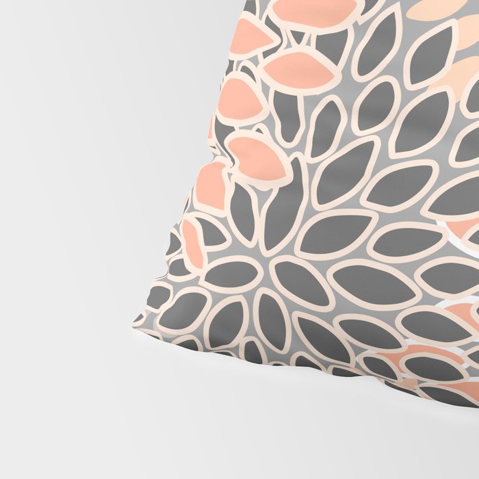 Modern, Flowers Print, Coral, Peach and Gray Pillow Sham Gallery Image 4