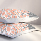 Modern, Flowers Print, Coral, Peach and Gray Pillow Sham Gallery Image 3