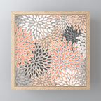 Modern, Flowers Print, Coral, Peach and Gray Mini Art Print Gallery Image 1