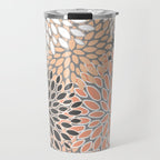Modern, Flowers Print, Coral, Peach and Gray Travel Mug Gallery Image 1