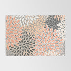 Modern, Flowers Print, Coral, Peach and Gray Rug Gallery Image 2