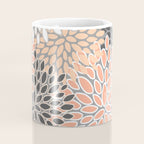 Modern, Flowers Print, Coral, Peach and Gray Coffee Mug Gallery Image 4