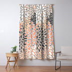 Modern, Flowers Print, Coral, Peach and Gray Window Curtain Gallery Image 5