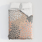 Modern, Flowers Print, Coral, Peach and Gray Comforter Gallery Image 6