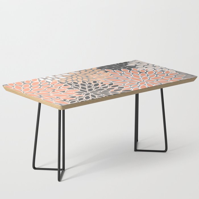 Modern, Flowers Print, Coral, Peach and Gray Coffee Table Gallery Image 1
