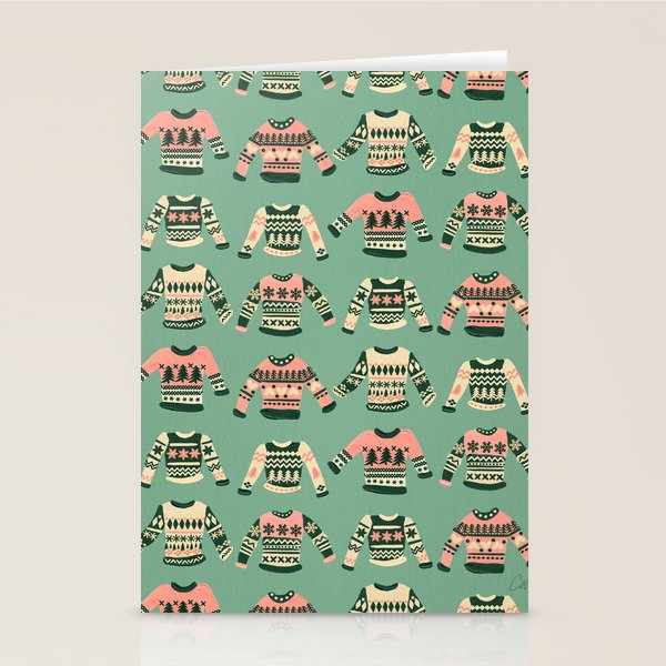 Christmas Sweaters - Vintage Blush Mint Palette Stationery Card Gallery Image 2