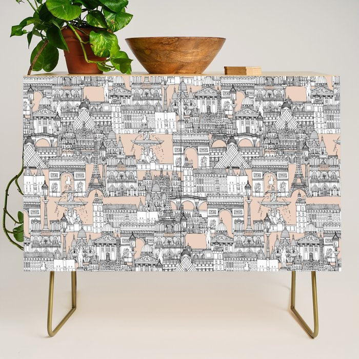 Paris toile sugar pink Credenza Gallery Image 1