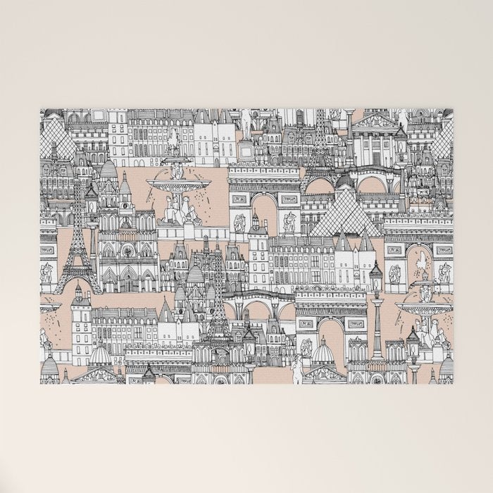 Paris toile sugar pink Welcome Mat Gallery Image 1