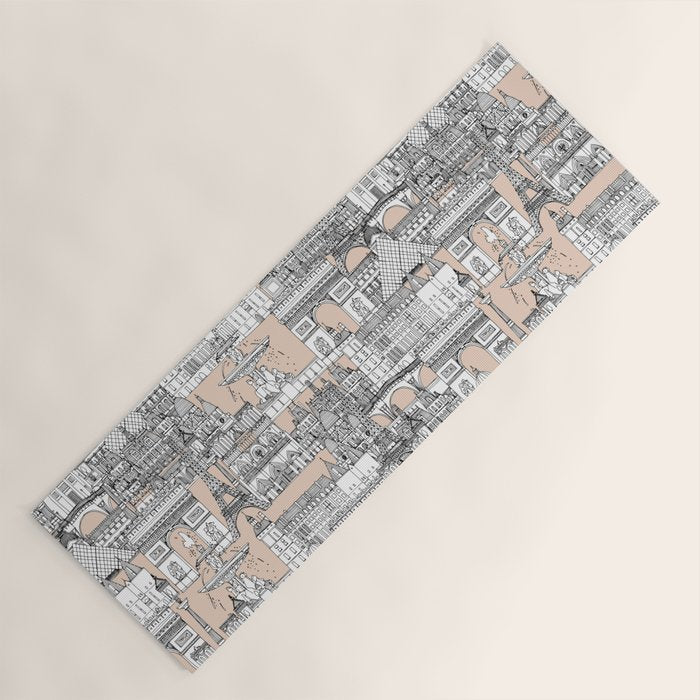 Paris toile sugar pink Yoga Mat Gallery Image 1