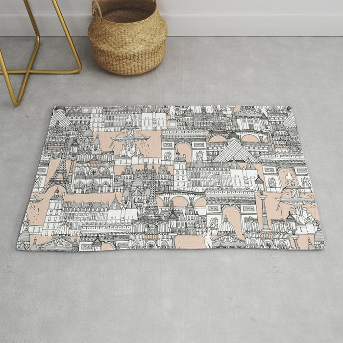Paris toile sugar pink Rug Gallery Image 1