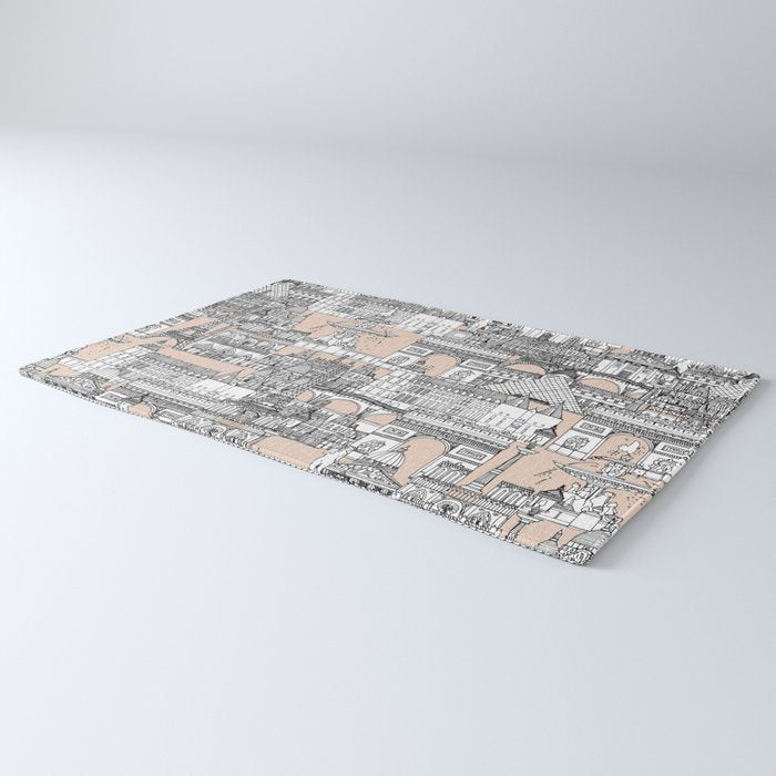 Paris toile sugar pink Rug Gallery Image 3