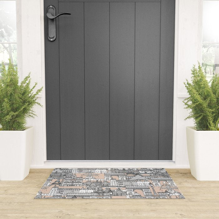 Paris toile sugar pink Welcome Mat Gallery Image 3