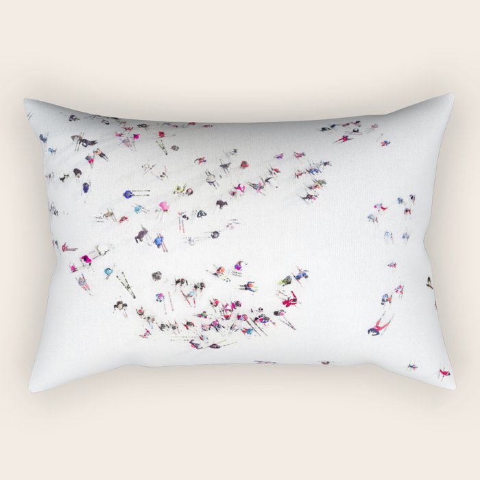 Aerial view of skiers Rectangular Pillow Gallery Image 2