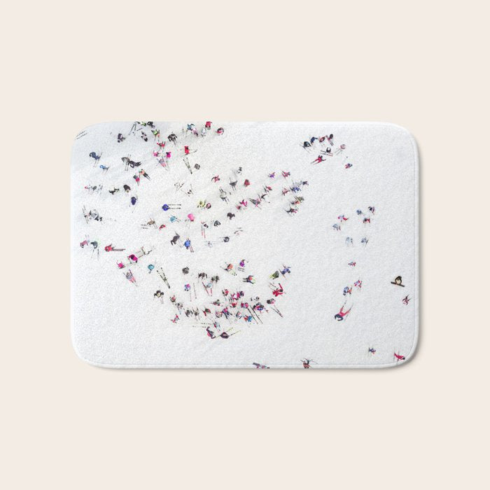 Aerial view of skiers Bath Mat Gallery Image 1
