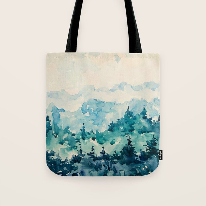 Watercolor Pine Trees 2 Tote Bag Gallery Image 1