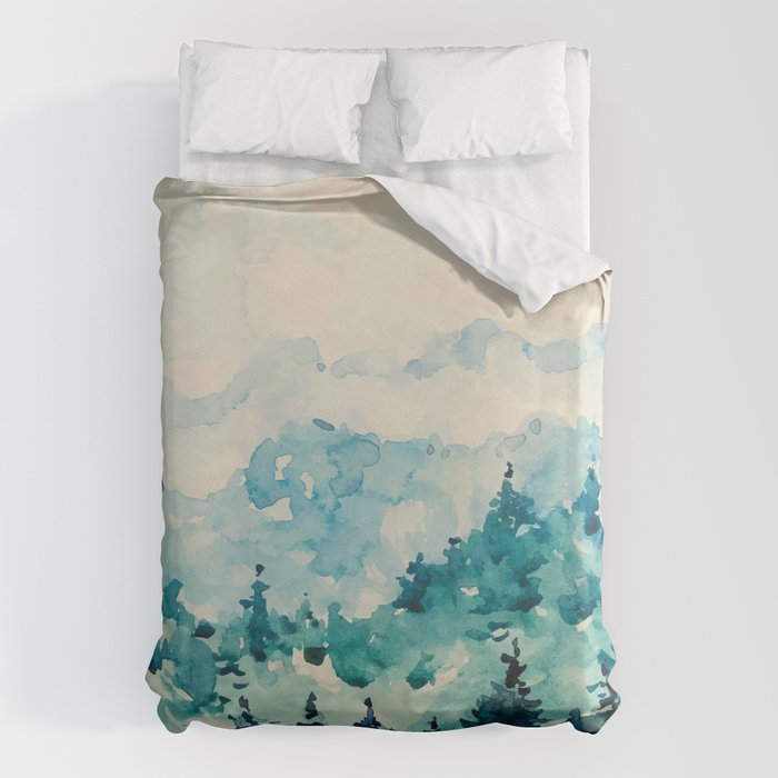 Watercolor Pine Trees 2 Duvet Cover Gallery Image 6