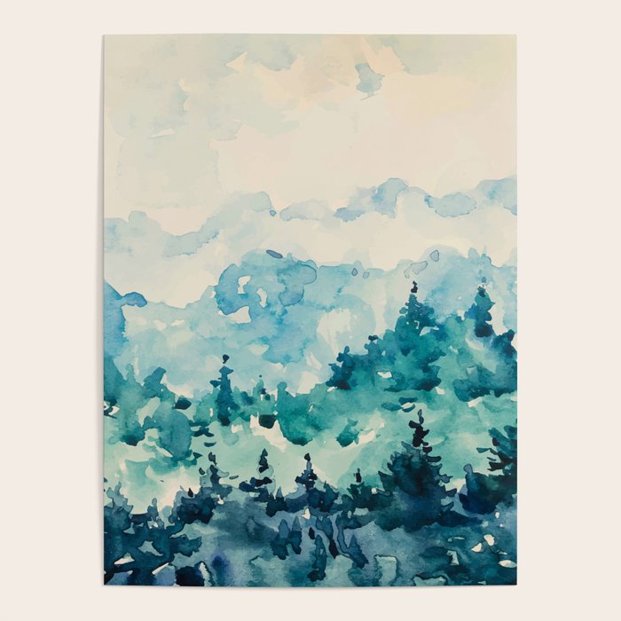 Watercolor Pine Trees 2 Poster Gallery Image 4