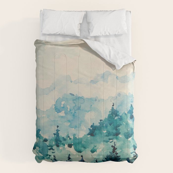 Watercolor Pine Trees 2 Comforter Gallery Image 6