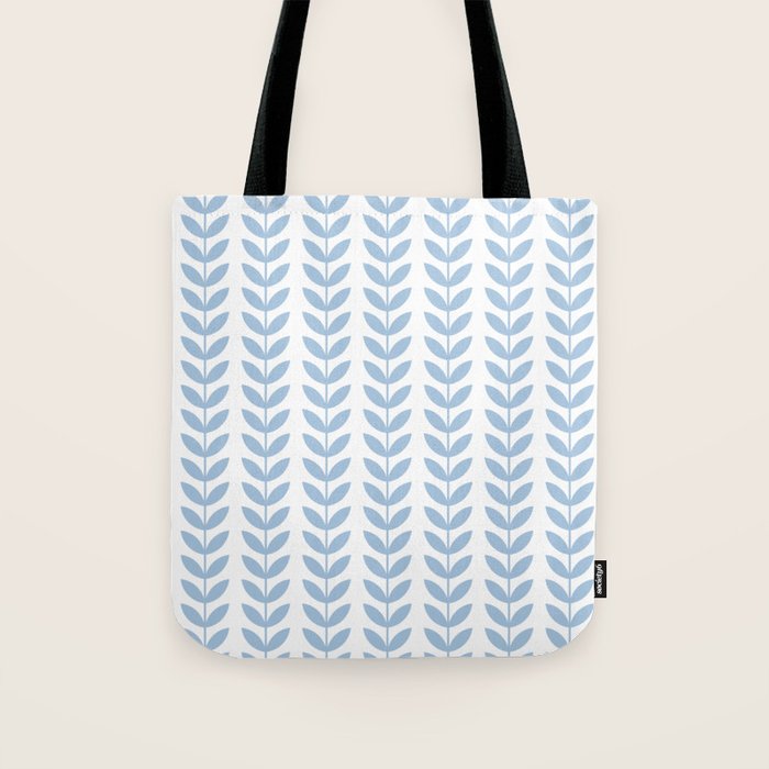 Pale Blue Scandinavian leaves pattern Tote Bag Gallery Image 1