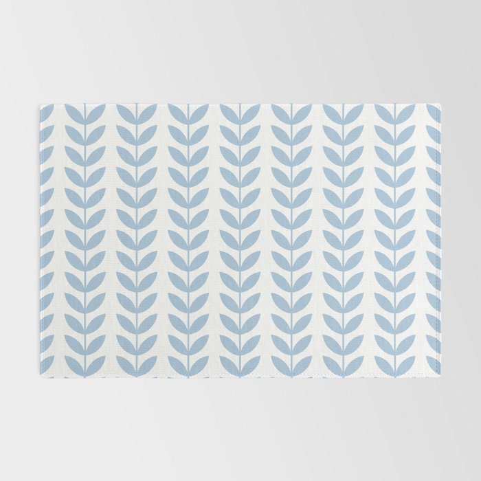 Pale Blue Scandinavian leaves pattern Rug Gallery Image 2