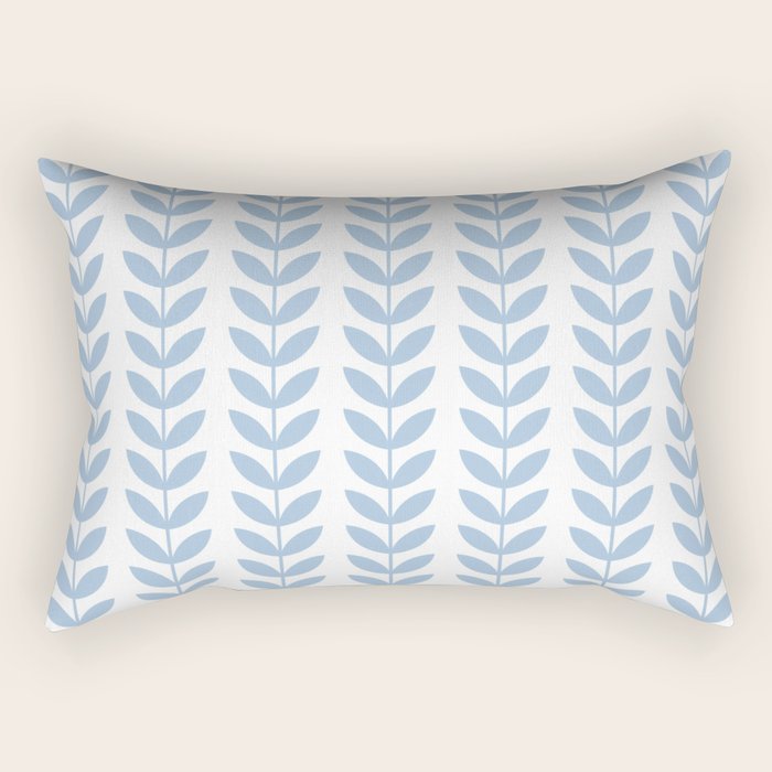 Pale Blue Scandinavian leaves pattern Rectangular Pillow Gallery Image 1