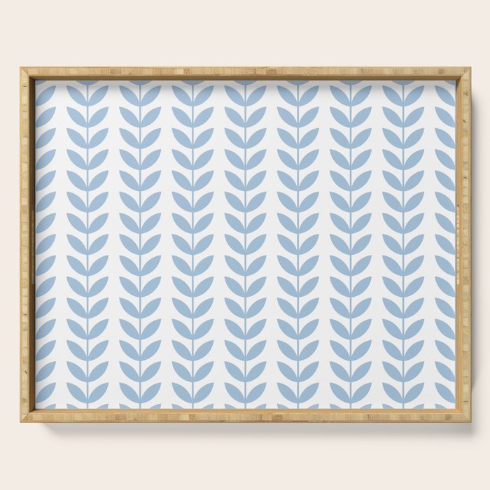 Pale Blue Scandinavian leaves pattern Serving Tray Gallery Image 1