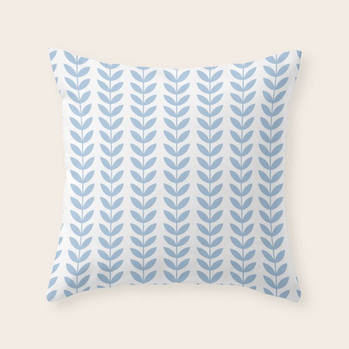 Pale Blue Scandinavian leaves pattern Throw Pillow Gallery Image 6