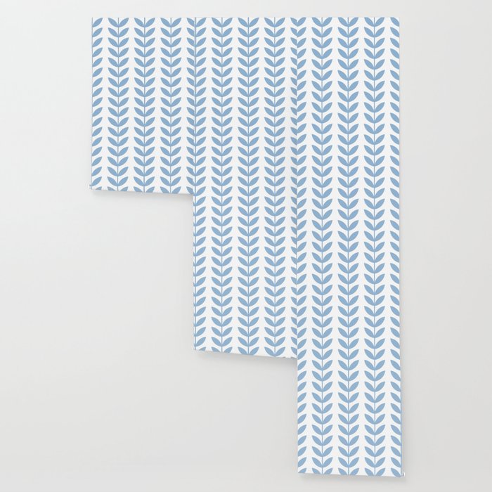 Pale Blue Scandinavian leaves pattern Wallpaper Gallery Image 3