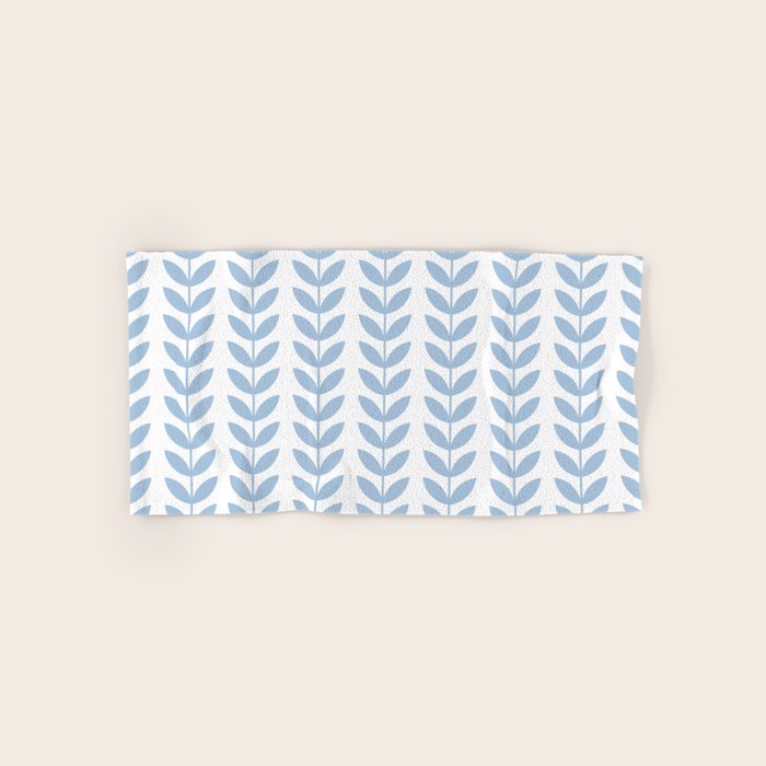 Pale Blue Scandinavian leaves pattern Bath Towel Gallery Image 1