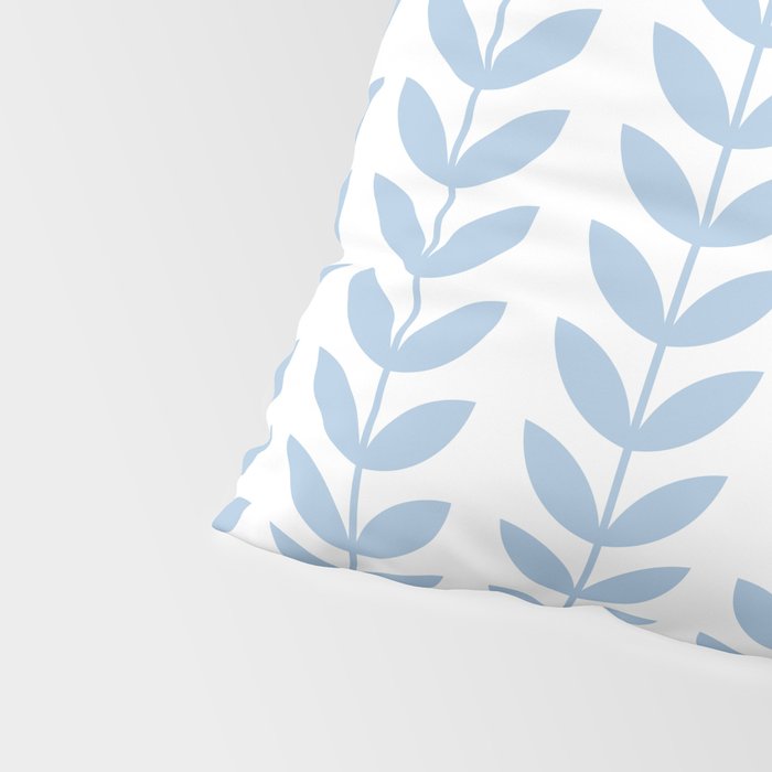 Pale Blue Scandinavian leaves pattern Pillow Sham Gallery Image 4