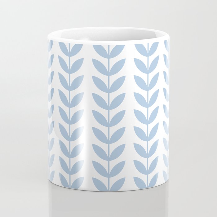 Pale Blue Scandinavian leaves pattern Coffee Mug Gallery Image 4