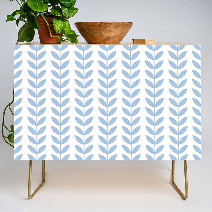 Pale Blue Scandinavian leaves pattern Credenza Gallery Image 1