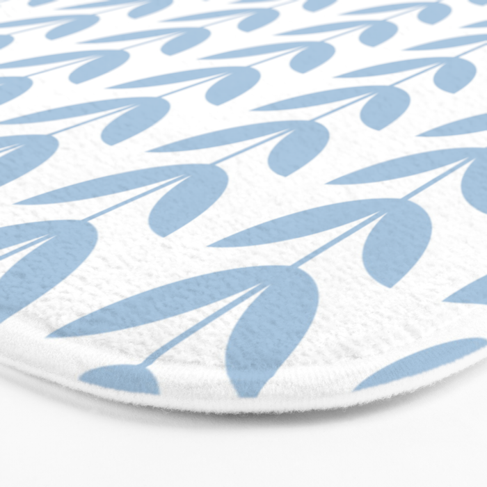 Pale Blue Scandinavian leaves pattern Bath Mat Gallery Image 3